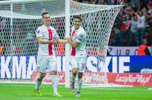 Polska - Gibraltar, Eliminacje EURO 2016 w Piłce Nożnej, Arkadiusz Milik, Bartosz Kapustka, 07.09.2015, fot. Grzegorz Rutkowski;
