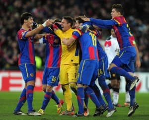 Piłkarze FC Basel po końcowym gwizdku spotkania z Manchesterem United (fot. Yann Sommer)