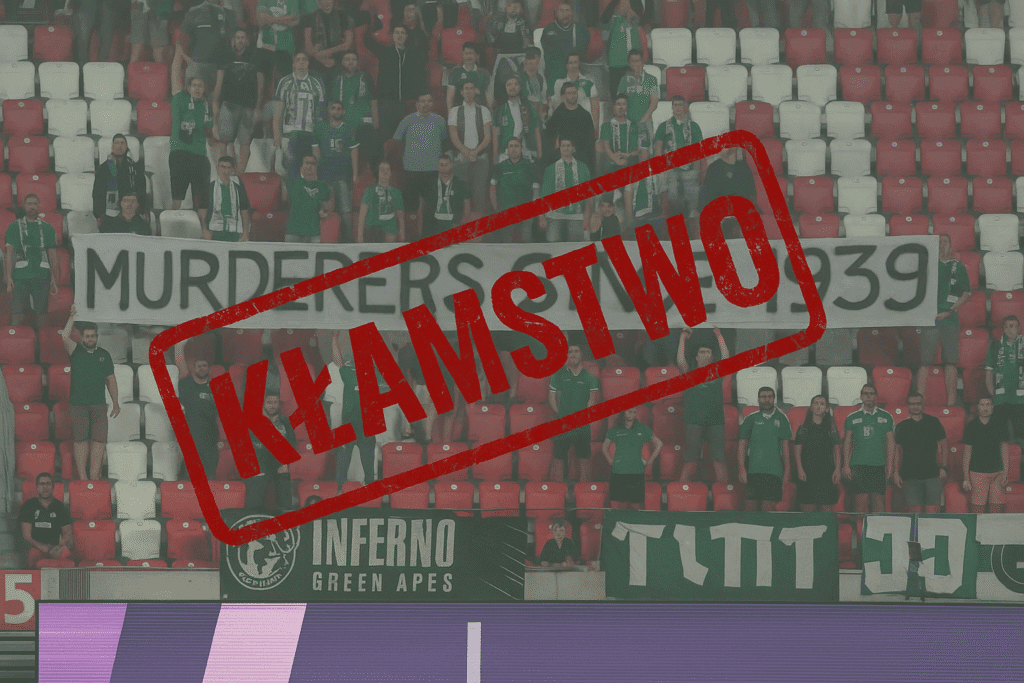Transparent kibiców z Hajfy z pieczątką kłamstwo