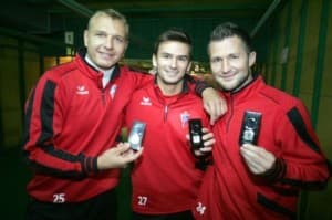 Adam Banaś (od lewej), Michal Gasparik i Michał Bemben