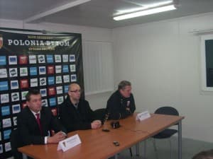 Marcin Sasal oraz Dariusz Fornalak na pomeczowej konferencji prasowej