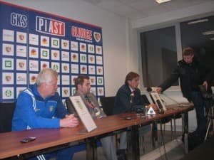 Petr Nemec i Marcin Brosz na konferencji prasowej