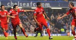 Piłkarze Liverpoolu cieszą się po zdobyciu gola