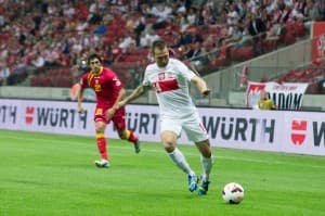 Jakub Wawrzyniak w meczu z Czarnogórą
