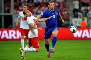 Artur Mierzejewski w meczu eliminacji MŚ z Mołdawią