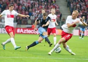Steven Gerrard w meczu z Polską