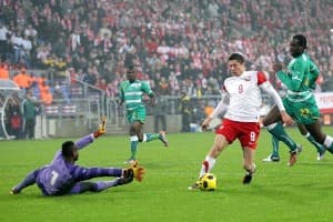 Robert Lewandowski zaliczył fantastyczny występ w meczu z WKS, który uwieńczył dwiema bramkami