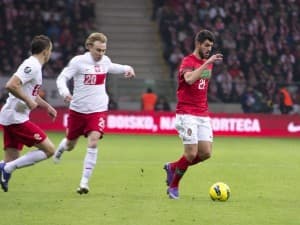 Nelson Oliveira podczas meczu z reprezentacją Polski