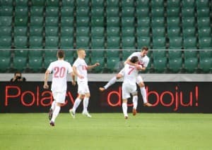 Radość Polaków po trzeciej bramce