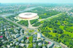Projekt Stadionu Narodowego z lotu ptaka. Jak będą wyglądały tereny wokół?