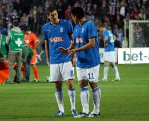 Robert Lewandowski (z lewej) i Hernan Rengifo