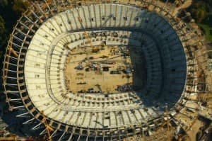 Stadion Narodowy, październik 2010, z lotu ptaka