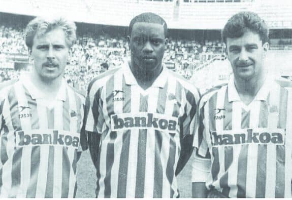 Anglicy w La Liga – od lewej: Kevin Richardson, Dalian Atkinson i John Aldridge (fot. Real-sociedad.diariovasco.com)