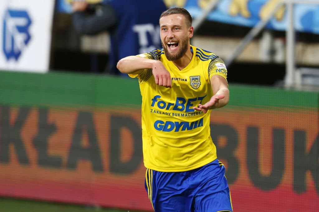 Arka Gdynia - Miedz Legnica, Mateusz Żebrowski