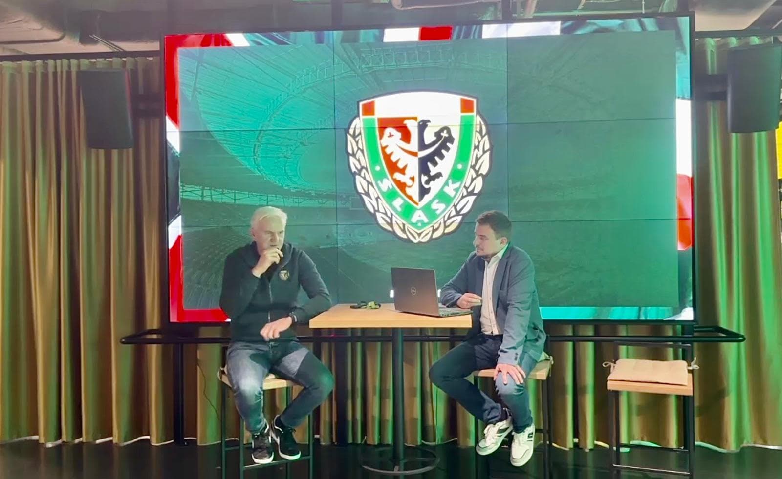 Jacek Magiera i Piotr Potępa podczas spotkania z kibicami