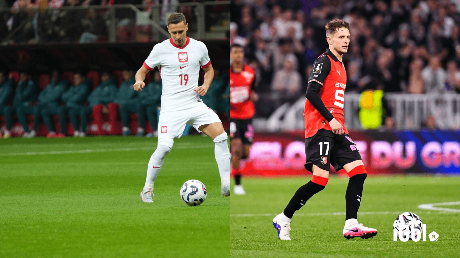 Przemysław Frankowski w koszulce reprezentacji Polski i Sebastian Szymański w barwach Stade Rennais