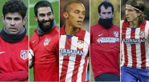 Od lewej: Diego Costa, Arda Turan, Joao Miranda, Diego Godin i Filipe Luis