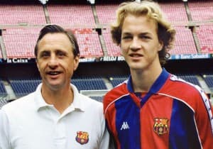 Jordi Cruyff z ojcem Johanem w okresie gry w Barcelonie