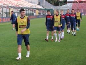 Kadra trenuje na stadionie Widzewa przed meczem z Ukrainą