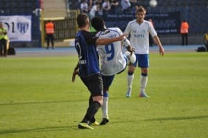 Christian Nnamani w meczu z Zawiszą