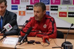 Pavel Hapal (Zagłębie Lubin) na pomeczowej konferencji prasowej