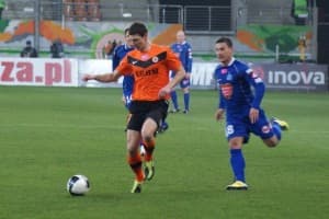 Jiri Bilek i Arkadiusz Piech (tu w koszulce Ruchu Chorzów) grali dziś dobre zawody