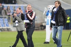 Od lewej legendy Lecha: Mirosław Okoński, Piotr Reiss i Bartosz Bosacki