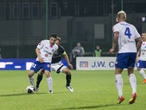 Paweł Lisowski w meczu z Polonią Warszawa