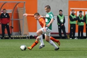Szymon Pawłowski (Zagłębie) i Grzegorz Baran (GKS Bełchatów)
