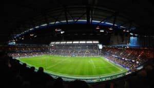 Stamford Bridge podczas meczu LM przeciwko Liverpoolowi