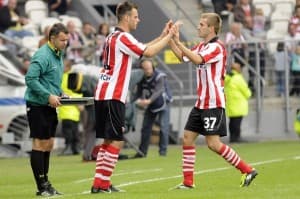 Koen Van der Biezen zaliczający swój ekstraklasowy debiut